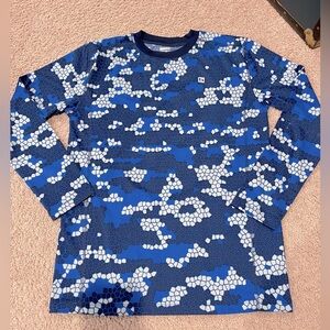 Young Men's/boys HIND blue camo long sleeve performance compression jersey shirt